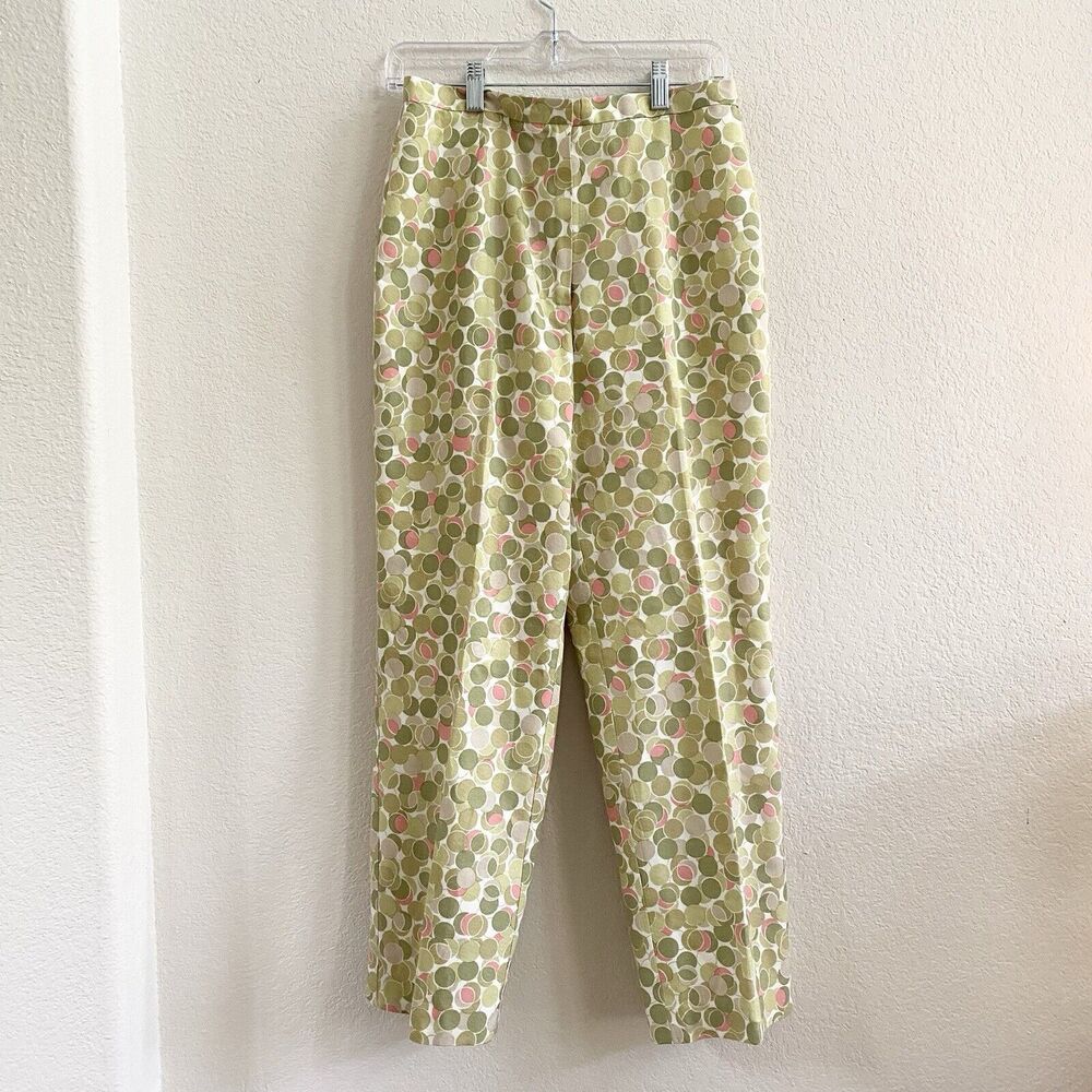 Talbots  Silk/Cotton Blend Fully Lined SZ 8‎ Circle Pattern Straight Leg  Pants